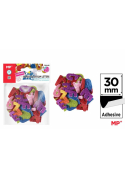 Naklejki z pianki literki brokat 30mm
