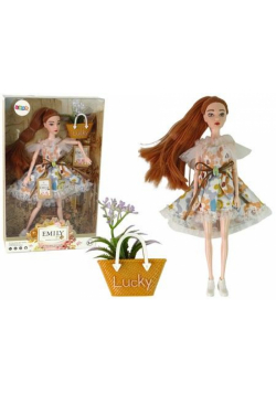 Lalka Emily jesienna długie rude włosy, kwiaty