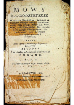 Mowy kaznodzieyskie Tom II 1808 r.
