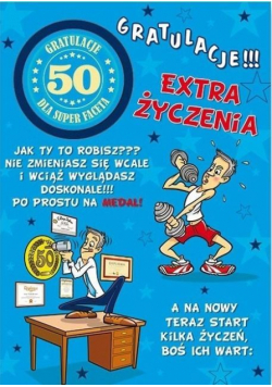 Karnet Party naklejany B6+koperta Urodziny 50 wz02