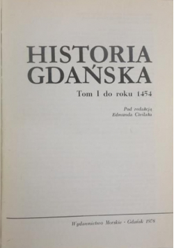 Historia Gdańska Tom I