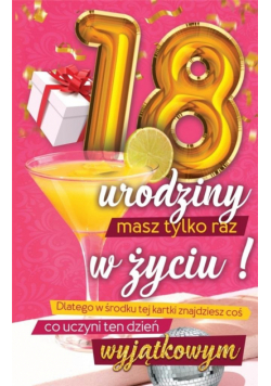 Karnet Urodzinowy 18 + naklejka