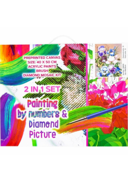 Zestaw 2w1: diamentowa mozaika, płótno 40x50 89695