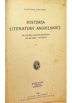 Historja literatury angielskiej 1926 r.