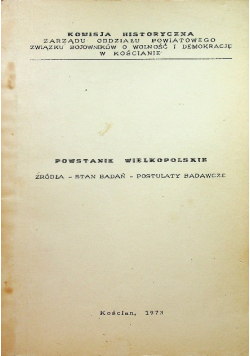 Powstanie wielkopolskie źródła stan badań