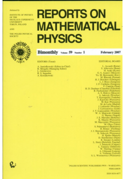 Reports on Mathematical Physics 59/1