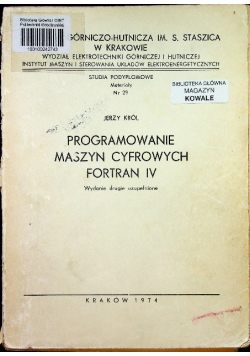Programowanie maszyn cyfrowych fortran IV