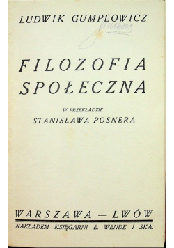 Filozofia społeczna 1912 r.