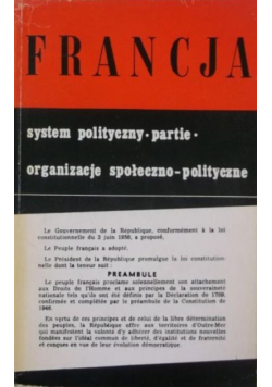 Francja system polityczny partie, organizacje społeczno - polityczne