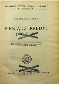 Pieniądz kredyt i ceny 1932 r.