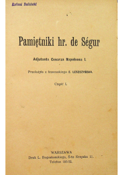Pamiętniki Hr. de Segur 1912  r