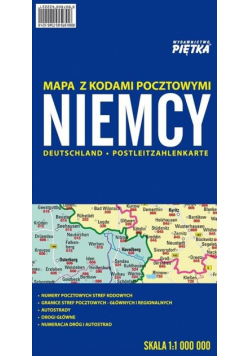 Niemcy 1:1 000 000 mapa z kodami pocztowymi