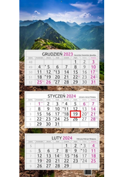 Kalendarz 2024 trójdzielny Grań Tatr