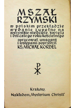 Mszał Rzymski w polskim przekładzie 1936 r.