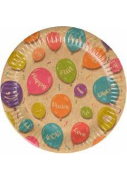 Talerze papierowe Kraft Balloons 12szt