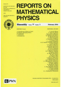 Reports on Mathematical Physics 77/1 2016 Kraj