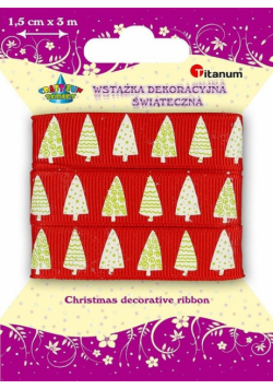 Wstążka materiałowa 15mm x 3m choinki