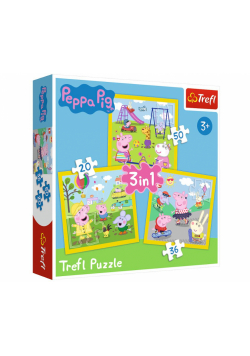 Puzzle 3w1 Wesoły dzień Peppy TREFL