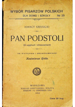 Pan Podstoli 1910 r.
