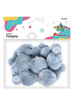 Pompony akrylowe szare mix rozmiarów 45szt