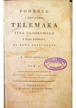Podróże i przypadki Telemaka syna Ulisesowego Tom II 1810 r.