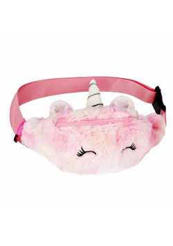 Saszetka na pas pluszowa różowa Unicorn