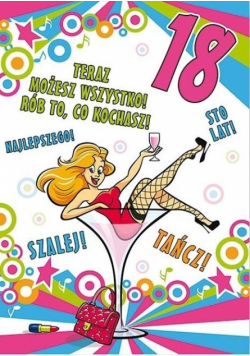 Karnet Party naklejany B6+koperta Urodziny 18 wz14