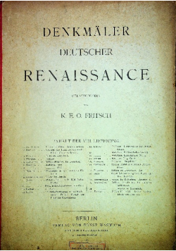 Denkmaler Deutscher Renaissance  25 kart 1886r