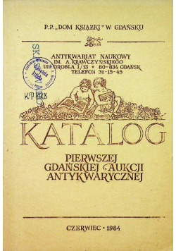 Katalog pierwszej gdańskiej aukcji antykwarycznej