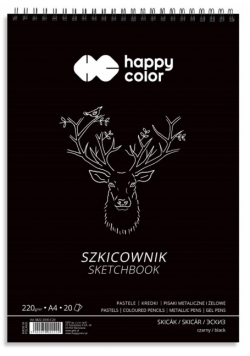 Szkicownik na spirali A4/20K czarny HAPPY COLOR