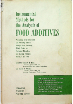 Instrumental Methods for the Analysis of Food Additives