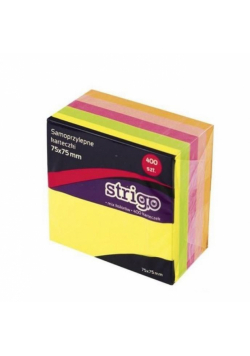 Karteczki samoprzylepne 76x76mm 400K neon STRIGO