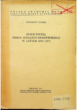 Publicystyka Józefa Ignacego Kraszewskiego w latach 1859 1872