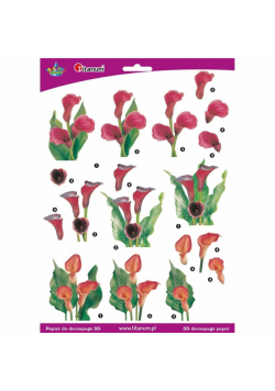 Papier do decoupage 3D kwiaty kalie arkusz