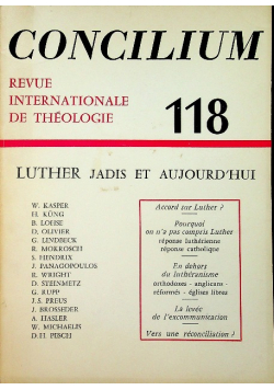 Concilium 118 Luther Jadis Et Aujourd ' hui