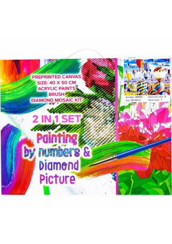 Zestaw 2w1: diamentowa mozaika, płótno 40x50 89693