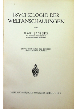 Psychologie der weltanschauungen 1925 r.