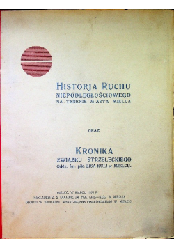 Historja ruchu niepodległościowego na terenie Miasta Mielca 1934 r.