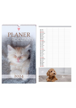 Kalendarz 2024 plan. rodzinny 25x43cm Zwierzaki