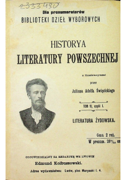 Historya literatury żydowskiej Część I 1902 r.