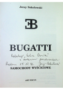 Bugatti samochody wyścigowe dedykacja autora