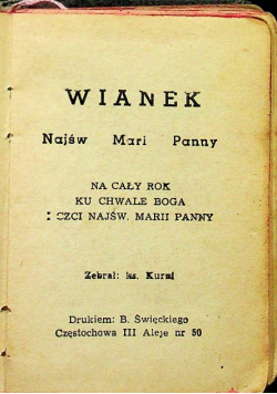 Wianek Najświętszej Marji Panny 1927r.