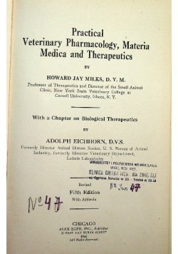 Practical veterinary pharmacology 1946 r.