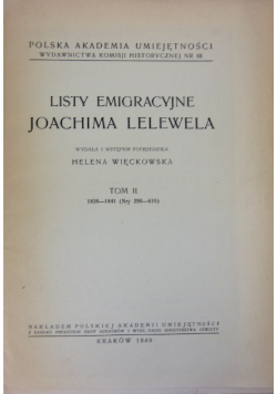 Listy emigracyjne Joachima Lelewela Tom II 1949 r.