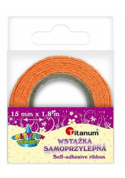 Wstążka bawełniana koronka 15mmx1,8m pomarańczowa