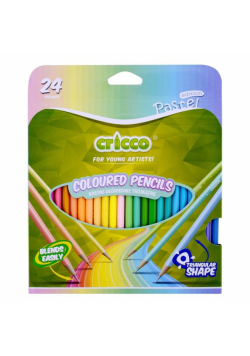 Kredki trójkątne pastelowe 24 kolory CRICCO