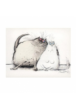 Karnet kwadrat z kopertą Cuddling cats searle