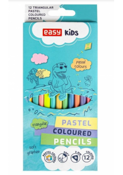 Kredki trójkątne pastelowe 12 kolorów EASY