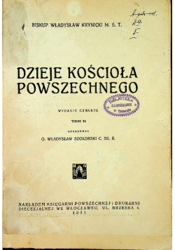 Dzieje kościoła powszechnego tom II 1931 r.