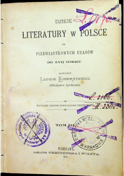 Dzieje literatury w Polsce 1875r